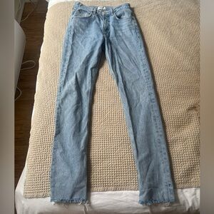 Agolde Mid Rise Raw Hem Light Wash Jeans